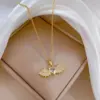 Wholesale 304 Stainless Steel Zircon Angel Wings Heart Shape Elegant Pendant Necklace For Women's