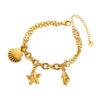 Wholesale ZB0244 European and American summer beach stainless steel chain bracelet fashion starfish shell marine wind pendant bracelet