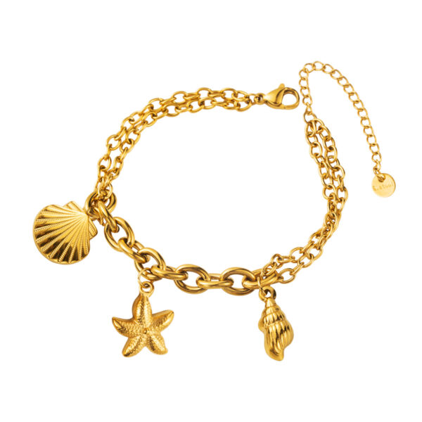 Wholesale ZB0244 European and American summer beach stainless steel chain bracelet fashion starfish shell marine wind pendant bracelet