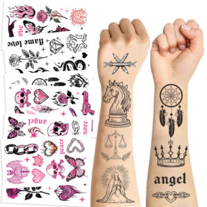 Wholesale New American Rose Skull Tattoo Waterproof Party Gift Funny Fun Face Stickers Cross-border Approved