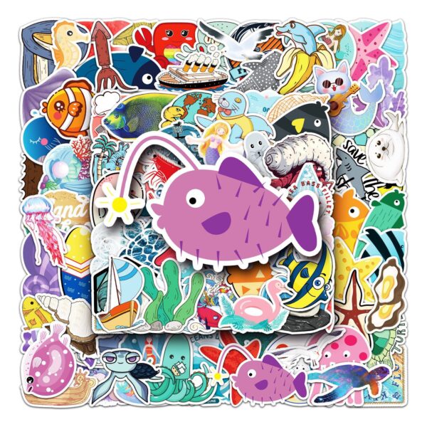 Wholesale 100 cartoon marine animal cross-border Laptop Luggage scooter motorcycle decorative stickers