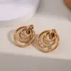 Wholesale Electroplating Golden Plated Round Oval Heart Shape 304 Stainless Steel IG Style Casual Vacation Polishing Plating Ear Studs
