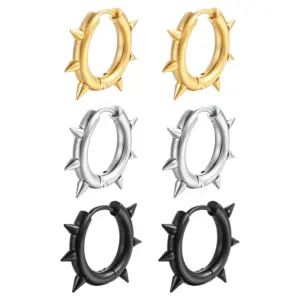 PVD Coated 18K Gold Real Gold Plated Solid Color 201 Stainless Steel Fashion Waterproof Non Tarnish Earrings