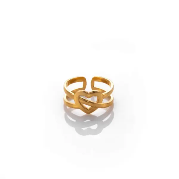 Wholesale PVD Coated Heart Shape 304 Stainless Steel Simple Style Waterproof Non Tarnish Rings Earrings Necklace