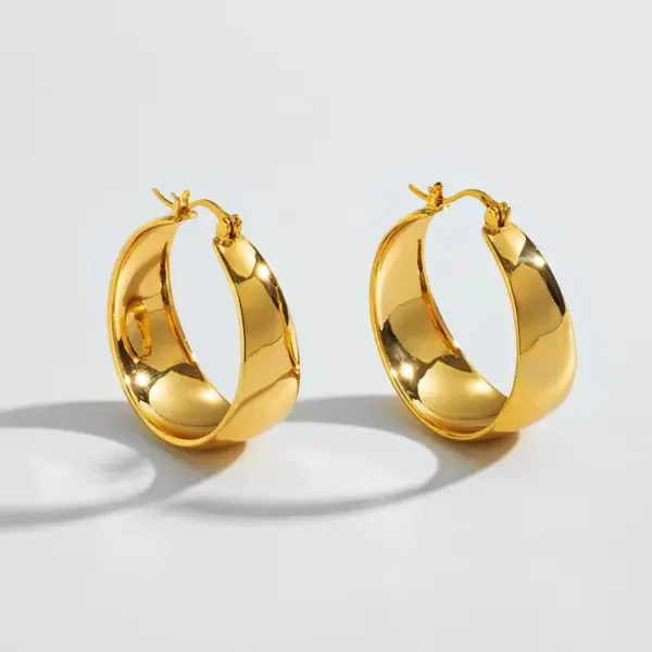 Wholesale PVD Coated 18K Gold Real Gold Plated Solid Color 201 Stainless Steel Fashion Waterproof Non Tarnish Hoop Earrings