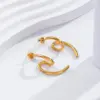 Wholesale 1 Pair Simple Style C Shape 304 Stainless Steel Ear Studs