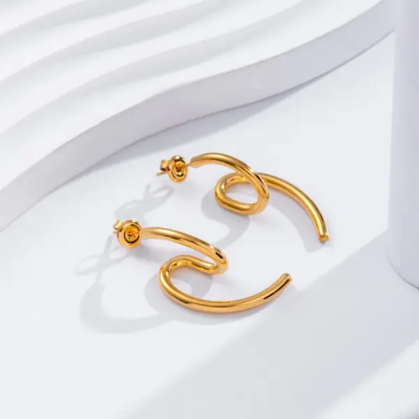 Wholesale 1 Pair Simple Style C Shape 304 Stainless Steel Ear Studs