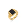 Wholesale PVD Coated Real Gold Plated 18K Gold Square 304 Stainless Steel Vintage Style Waterproof Non Tarnish Rings
