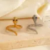 Ion Plating (IP) 18K Gold Plated Snake 304 Stainless Steel Retro Waterproof Non Tarnish Open Rings