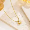 Wholesale PVD Coated Real Gold Plated 18K Gold Heart Shape Titanium Steel Elegant Sweet Simple Style Waterproof Non Tarnish Jewelry Set
