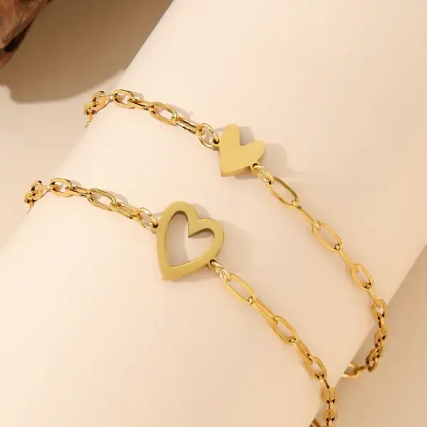 Simple Style Heart Shape 304 Stainless Steel Paperclip Chain Bracelets In Bulk