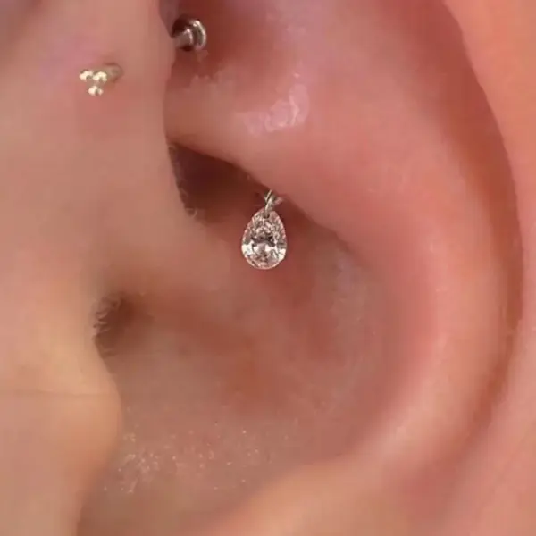 Wholesale 1 Piece Ear Cartilage Rings & Studs Simple Style Classic Style Water Droplets Pure Titanium Titanium Alloy Zircon White Gold Plated