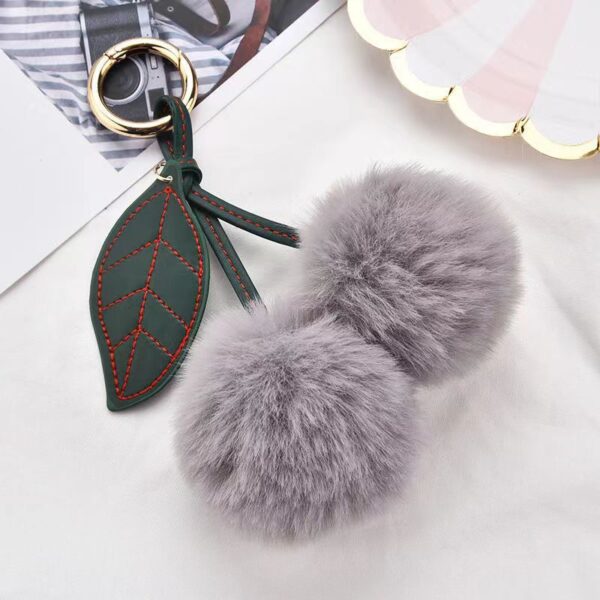 Wholesale KOOROL fur fruit Cherry fur ball keychain creative Plush Bag pendant imitation Rex rabbit fur ball accessories