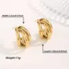 Vacuum Plating Real Gold Plated 18K Gold Irregular Square Water Droplets 304 Stainless Steel Streetwear Waterproof Non Tarnish Ear Studs