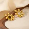 Wholesale Heart Shape Flower Spiral Titanium Steel Elegant Waterproof Non Tarnish Surgical Steel Ear Studs