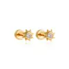 304 Stainless Steel Copper Sun Star Moon Electroplating Zircon Simple Style Plating Ear Studs