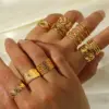 PVD Coated 18K Gold Real Gold Plated Geometric Stainless Steel Ethnic Style Streetwear Waterproof Non Tarnish Open Ring