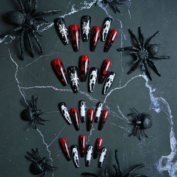 Wholesale Halloween bloody ghost nail art patches wearable nail tips