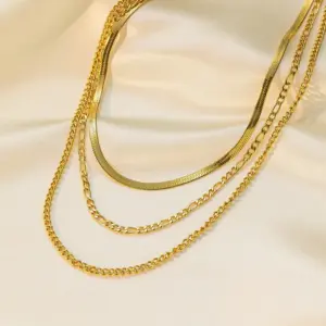 H1104【Three-Layer Chain Necklace Gold】