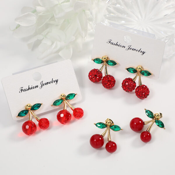 oly-85e6fd21e66c07d5bb4006295cce8e8d Wholesale Fashion red cherry earrings temperament new exquisite cute sweet white pendant high design all-match earrings