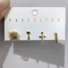 Wholesale 1 Set Yakemiyou Cool Style Cartoon Inlay Copper Zircon 14K Gold Plated Ear Studs