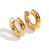 PVD Coated Real Gold Plated 18K Gold Round 304 Stainless Steel Simple Style Waterproof Non Tarnish Hoop Earrings