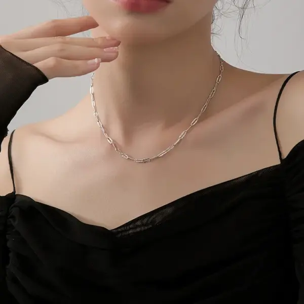 Wholesale Jewelry Simple Style Solid Color Titanium Steel Plating Paperclip Chain Chain Bracelet Necklace