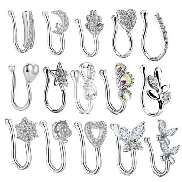 Wholesale Simple Style Heart Shape Stainless Steel Inlay Zircon Nose Ring 1 Piece Nose Pin