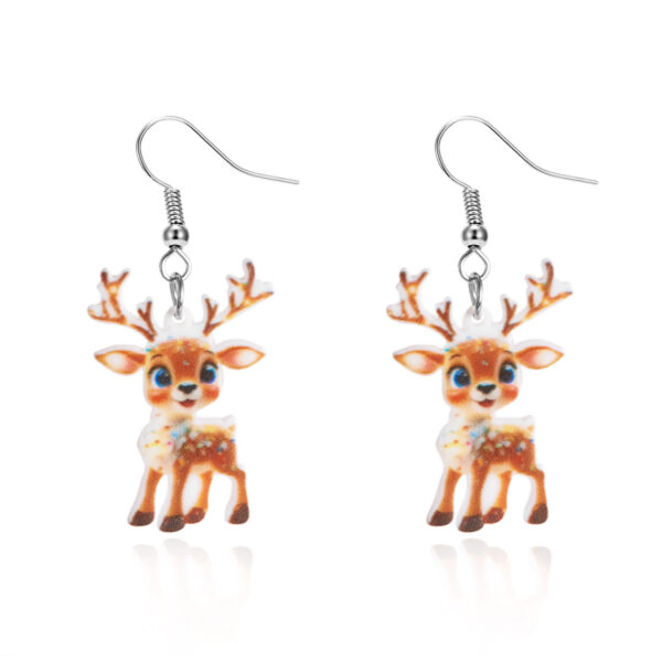Wholesale Christmas Cartoon Reindeer Acrylic Earrings