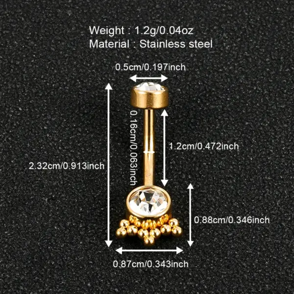 1 Piece Belly Rings Simple Style Solid Color 302 Stainless Steel 316 Stainless Steel Polishing Plating Inlay Diamond 18K Gold Plated Belly Rings