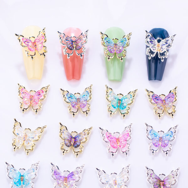 Wholesale New Butterfly Nail Art Accessories Laser Magic Color Gradient Ice Penetrant Elf Butterfly Stereoscopic Nail Accessories Nail Art Butterfly