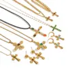 Wholesale PVD Coated Real Gold Plated 18K Cross 304 Stainless Steel Simple Style Classic Waterproof Non Tarnish Pendant Necklace
