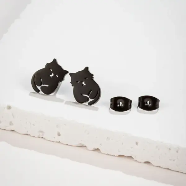 Wholesale PVD Coated 18K Gold Real Gold Plated Cat 304 Stainless Steel IG Style Simple Style Classic Style Waterproof Non Tarnish Ear Studs