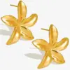 Wholesale Ion Plating (IP) Real Gold Plated Floral 304 Stainless Steel Casual Simple Style Streetwear Waterproof Non Tarnish Ear Studs