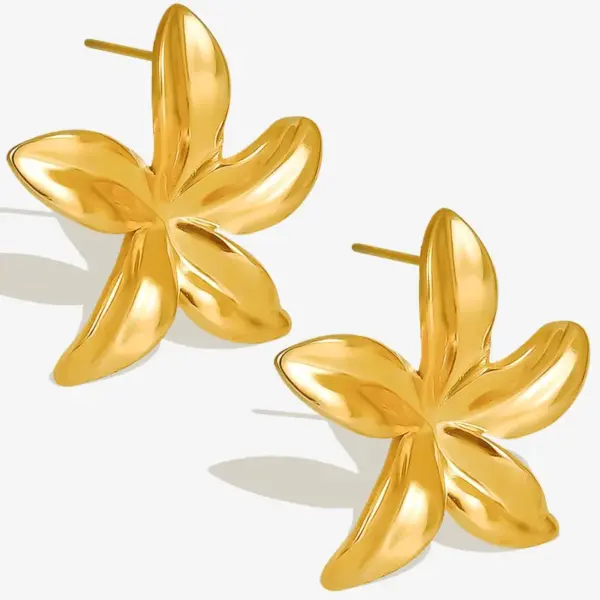Wholesale Ion Plating (IP) Real Gold Plated Floral 304 Stainless Steel Casual Simple Style Streetwear Waterproof Non Tarnish Ear Studs