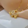 Copper Elephant PVD Coated Zircon Gold Plated Cute Waterproof Non Tarnish Plating Inlay Lobster Trigger Clasp Closure Pendant Necklace