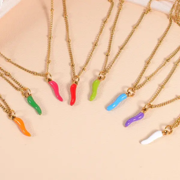 Wholesale Ion Plating (IP) Real Gold Plated Eye Chili Fish 304 Stainless Steel Simple Style Commute Waterproof Non Tarnish Pendant Necklace