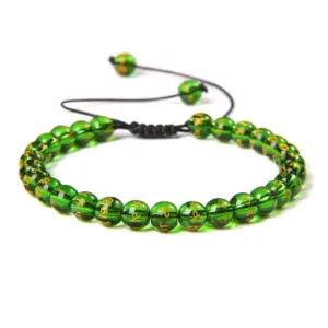 Green Six-Word Mantra / 6mm (Stretchable)