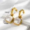 PVD Coated Geometric Round Pearl 304 Stainless Steel French Style Simple Style Korean Style Waterproof Non Tarnish Earrings