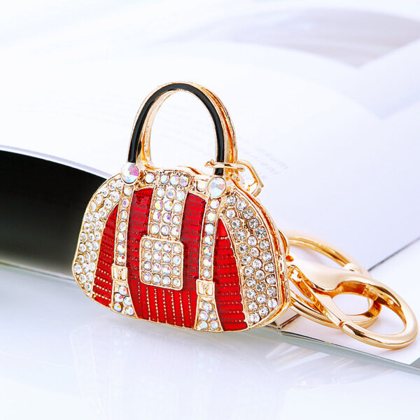 Wholesale Diamond-Encrusted Small Shoulder Bag Car Keychain Metal Cute Women's Bag Pendant Key Chain Ring Creative Business Gift