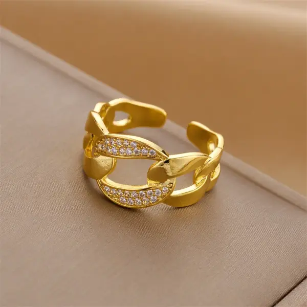 Fashion Flower Copper Plating Zircon Open Ring 1 Piece