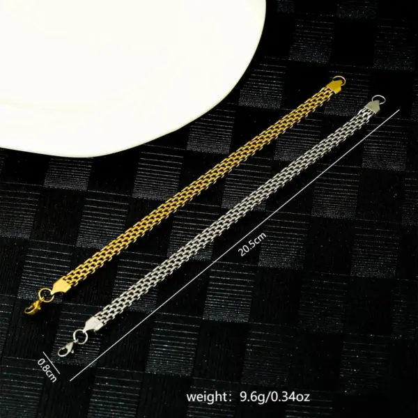 Wholesale 304 Stainless Steel Grid Ion Plating (IP) KC Golden Plated White K Plated Vintage Style Waterproof Non Tarnish Surgical Steel Plating Gold Silver Bracelets