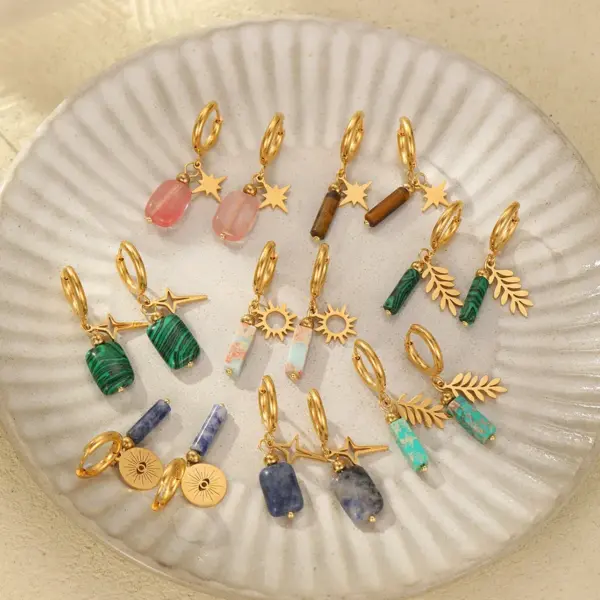 Wholesale 1 Pair Modern Style Classic Style Sun Leaves 304 Stainless Steel Drop Earrings