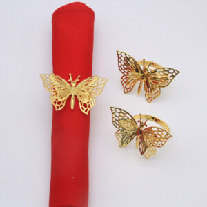 Wholesale Amazon Double Layer Butterfly Metal Gold Jewelry Brooch Hotel Table Napkin Ring Buckle Ring Manufacturer