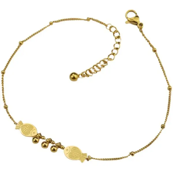 Wholesale Simple Style Fish Titanium Steel Patchwork Women's Anklet