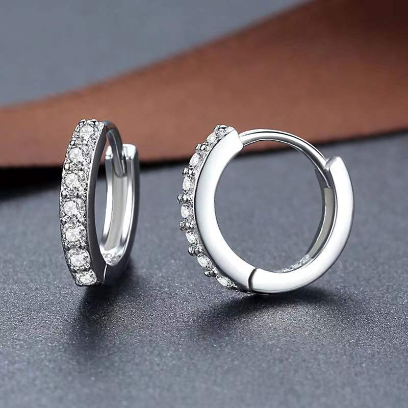 Wholesale 1 Pair Simple Style Shiny Round Plating Inlay Brass Zircon 18K Gold Plated White Gold Plated Hoop Earrings