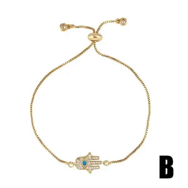Brass Inlaid Zircon Artificial Gemstones Copper Bracelets
