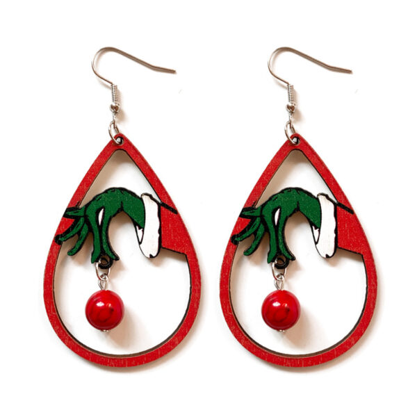 Wholesale Christmas Grinch earrings classic stitching Christmas gift earrings