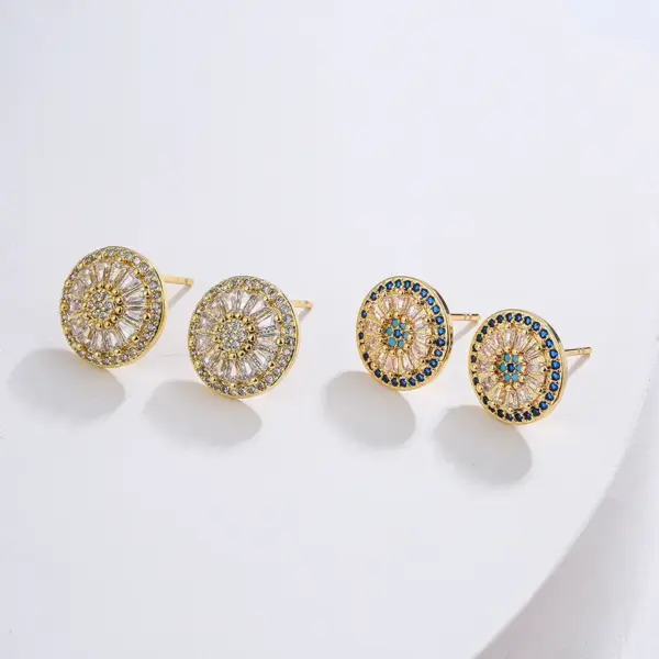 Wholesale Fashion Geometric Inlaid Zircon Copper Zircon Earrings