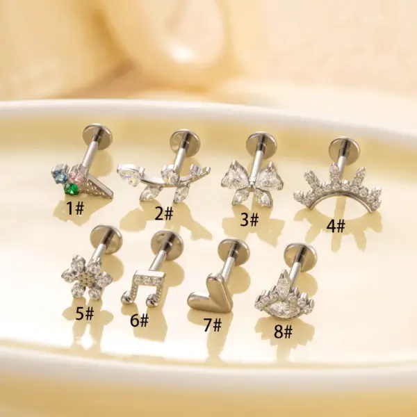 1 Piece Ear Cartilage Rings & Studs Elegant Streetwear Floral Butterfly G23 Titanium Plating Ear Cartilage Rings & Studs